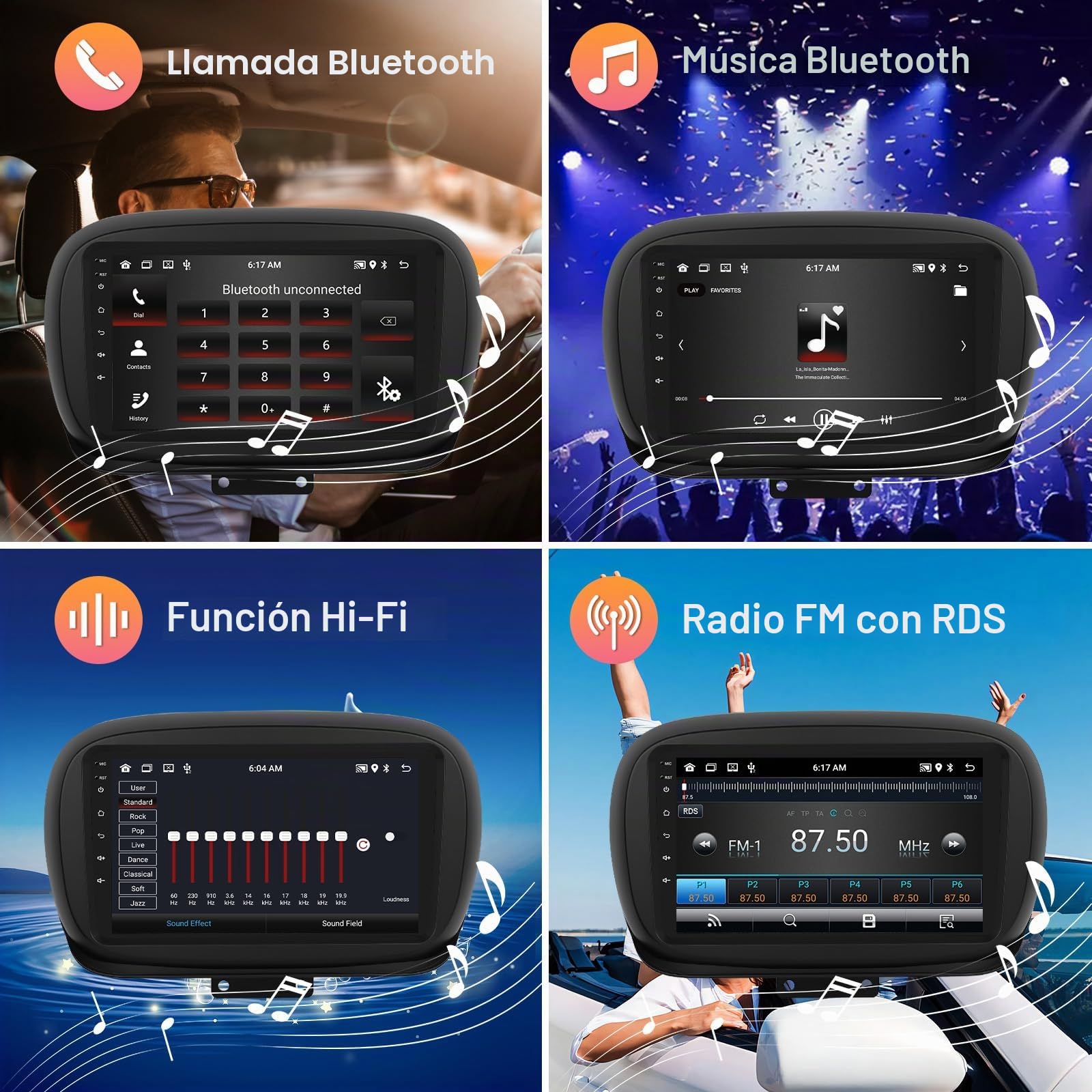 2G+64G Radio para FIAT 500X 2014 2015 2016 2017 2018 2019 2020 con Carplay Android Auto, Hodozzy Pantalla Android Coche 2 DIN de 9 Pulgadas con GPS WiFi Bluetooth Canbus,FM RDS HiFi Radio Cámara