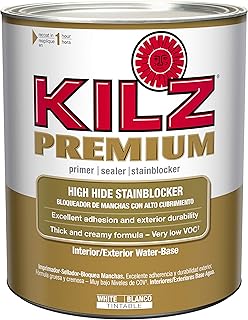 KILZ Premium High-Hide Stain Blocking Interior/Exterior Latex Primer/Sealer, White, 1 quart