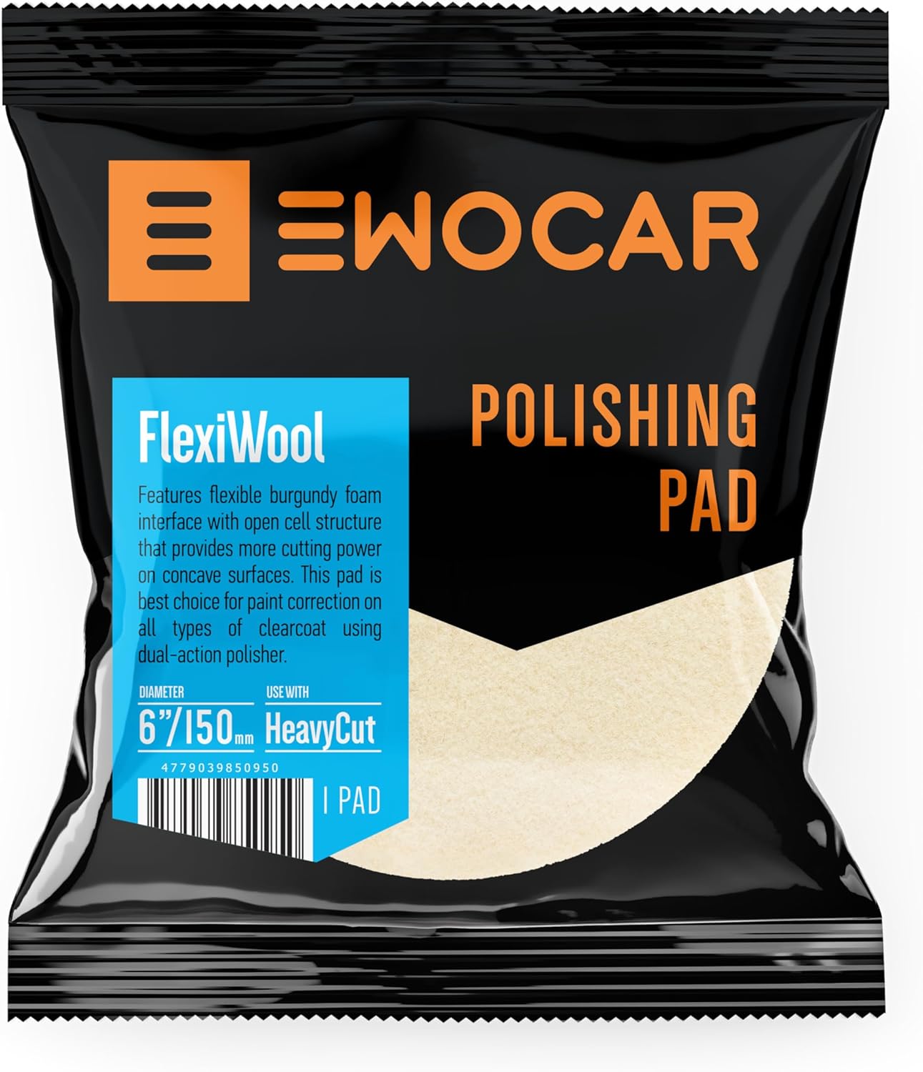 FlexiWool 6 inch Polishing Pad – Professional Cutting pad with Strong Cutting Performance, Medium-Soft Interface and Perfect Finish – Ideal for Heavy Cut & One Step Polishes