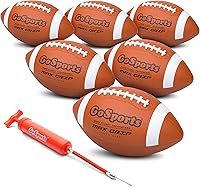 GoSports Youth Rubber Footballs 6 Pack with Pump & Mesh Bag - Durable All-Weather Grip for Practice