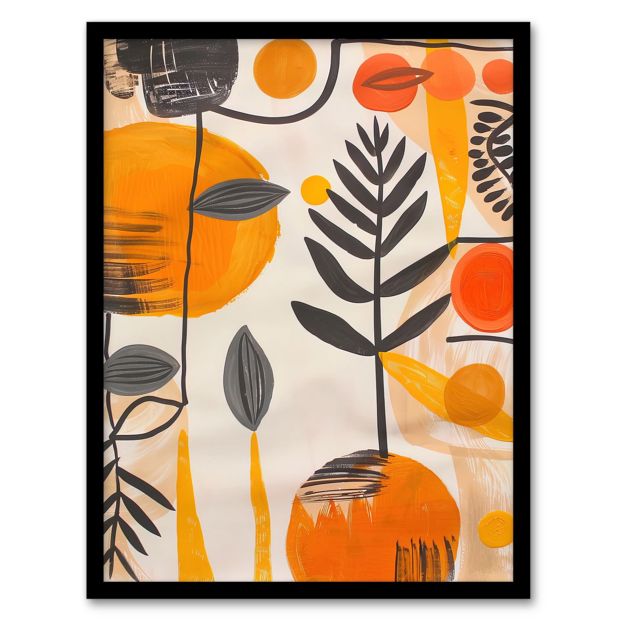 Artery8 Mid Century Modern Abstract Plant Lover Painting Living Room Artwork Framed Wall Art Print 18X24 Inch