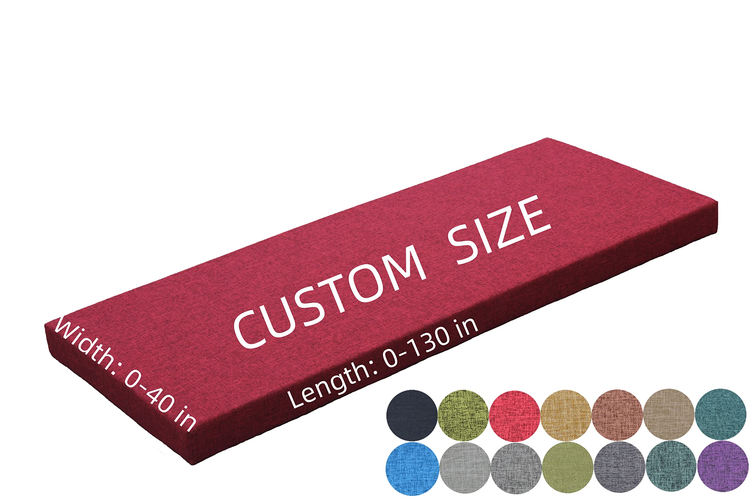 Ginsimar Custom Size Cushions for Outdoor/Indoor Patio Furniture Dinning Bench, Storage bench, Wood Bench, Bed Room Bench End of Bed, Shoe Rack, with Thick Upholstery Foam (Red; 40 x 40 x 5 cm) — image 1