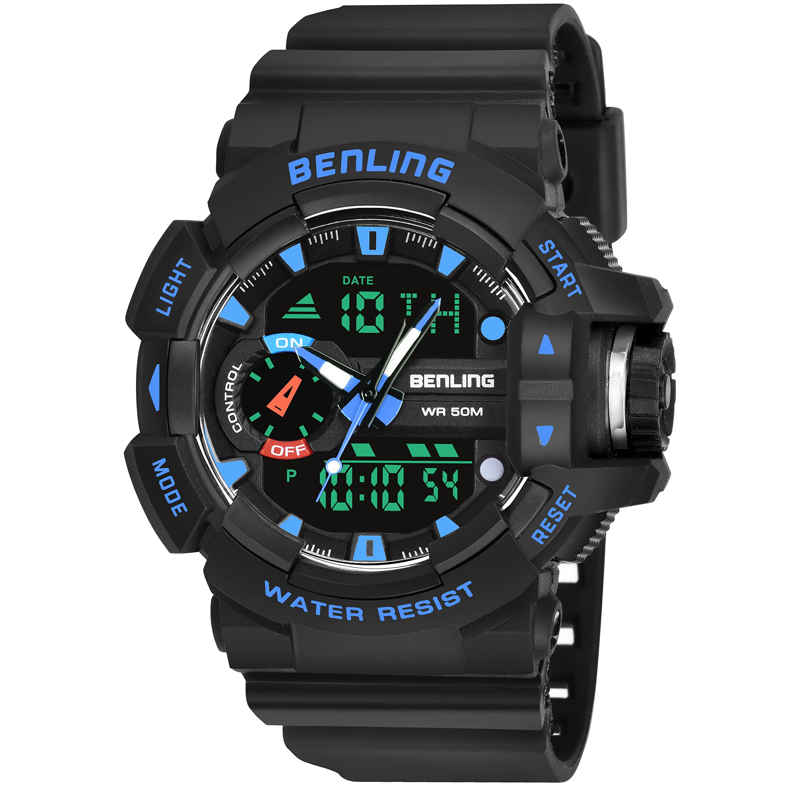Benling 6005 Multifunctional Analog-Digital Sports Watch for Boys Mens, with Night Vision Backlight, Water and Shock-Resistant - Blue (B0BRNZD2KN) Amazon Price History, Amazon Price Tracker
