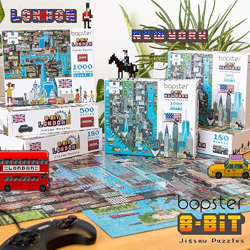 Miniatura 7 de Rompecabezas de 1000 piezas, estilo retro de 8 bits, rompecabezas de la ciudad de Nueva York, de 1000 piezas para adultos, hechos con cartón 100%