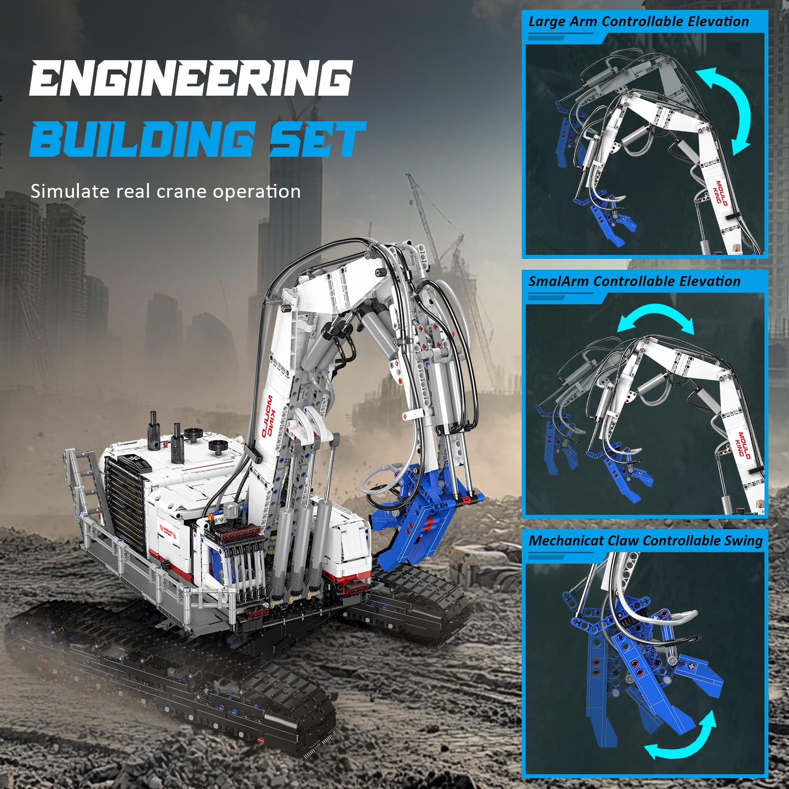 Mould King 17062 Tecnología Grúa Bloque Juguete, 4195 Piezas Tecnología Control Remoto Grúa Camión Grúa, Alta Tecnología Maqueta Bloques Regalo de Cumpleaños para Adolescentes