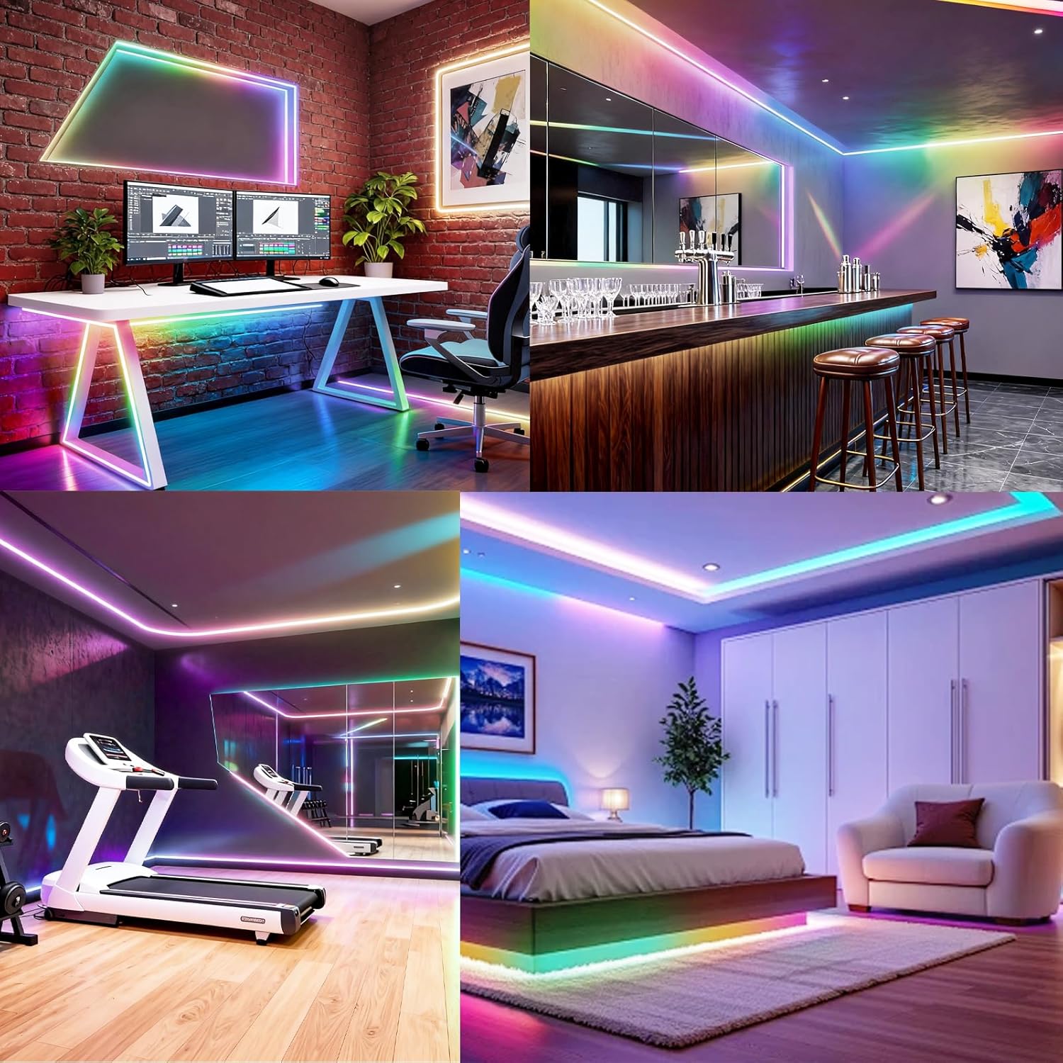 40FT RGB+IC COB LED Strip Lights, Bright Dream Color COB LED Light Strip with App & Remote Control, Color Changing, Music Sync, Dimmable for Bedroom, Kitchen, Gaming Room Home Decor （1 Roll）