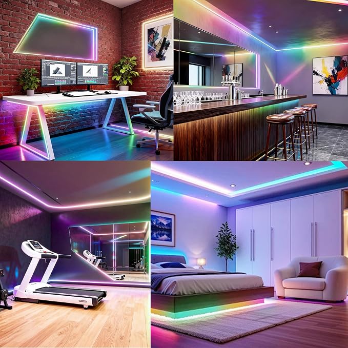 Tira LED COB RGB de 40 pies con control remoto y app miniatura 7