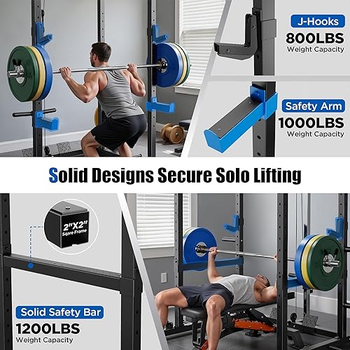 Miniatura 3 de Sportsroyals Jaula de Potencia, Rack de Potencia Multifuncional de 1600 libras con Sistema de Cruce de Cable Ajustable y Más Accesorios