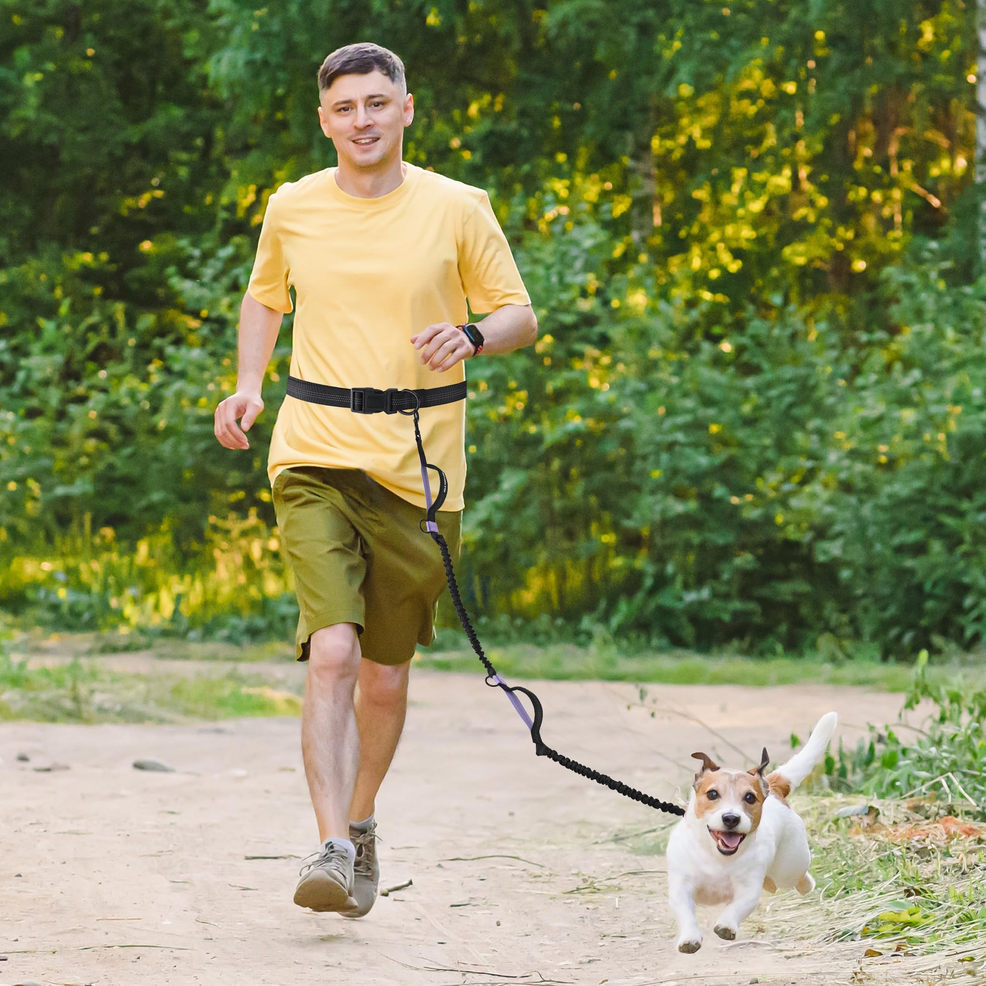 Mile High Life Laisse de Course pour Chien Ajustable, réfléchissante, avec Deux poignées rembourrées et Un élastique Durable pour Les Petits, Moyens et Grands Chiens