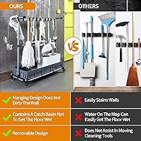 Vista 4 de Generic Carrito de limpieza multifuncional y organizador de herramientas - Soporte para escoba y fregona