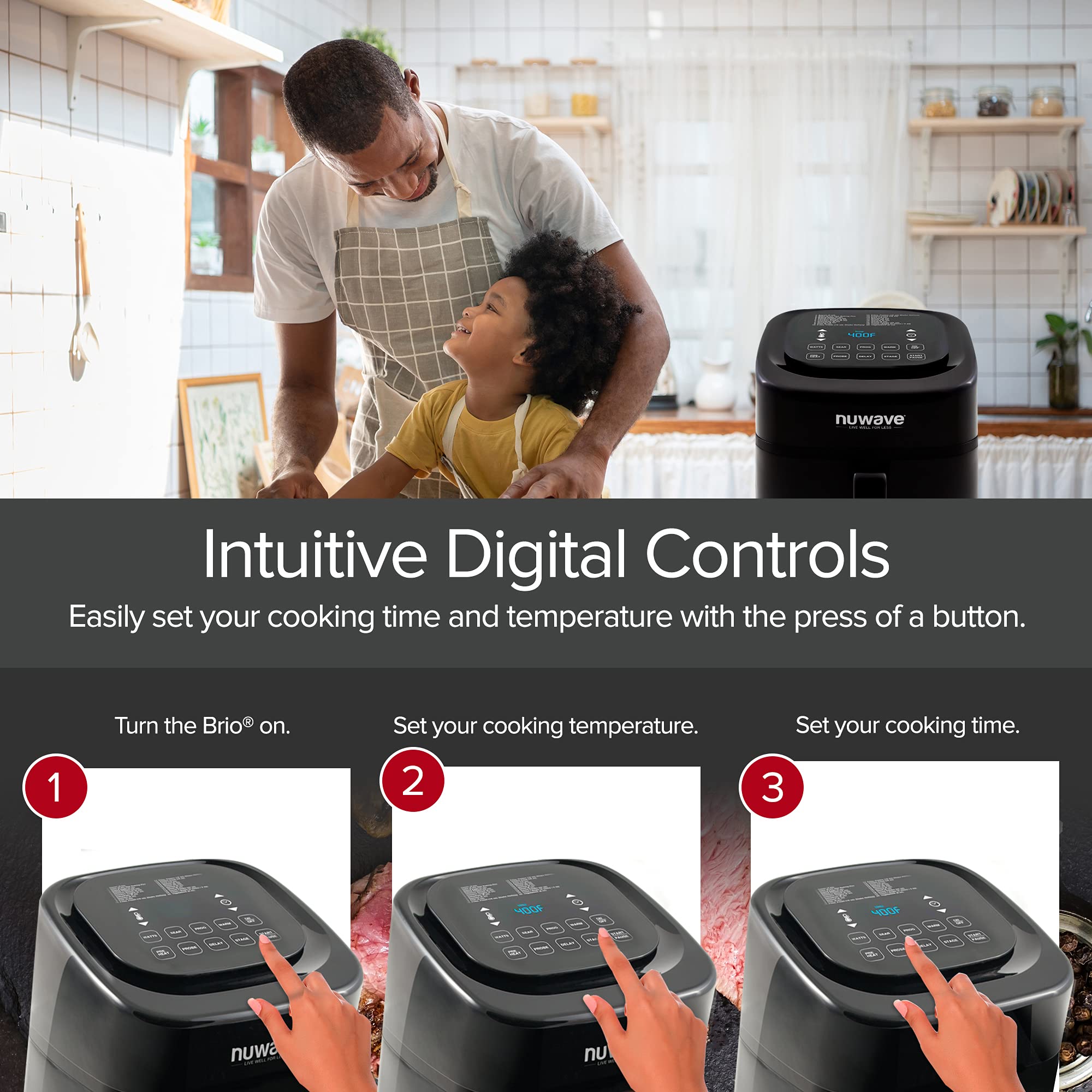 NUWAVE BRIO 6Quart Digital Air Fryer with Probe Digital