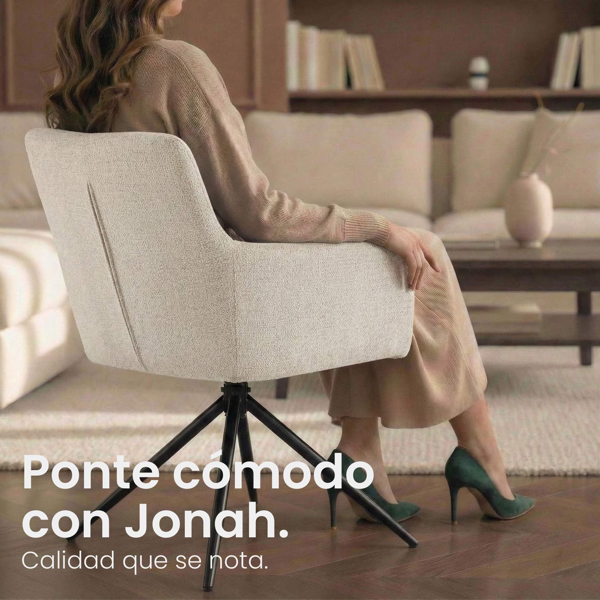 CLP Juego de 2 sillas de Comedor, Sillón Jonah Giratorio con Brazos, Silla Moderna para salón, soporta hasta 150 kg Color:Crema