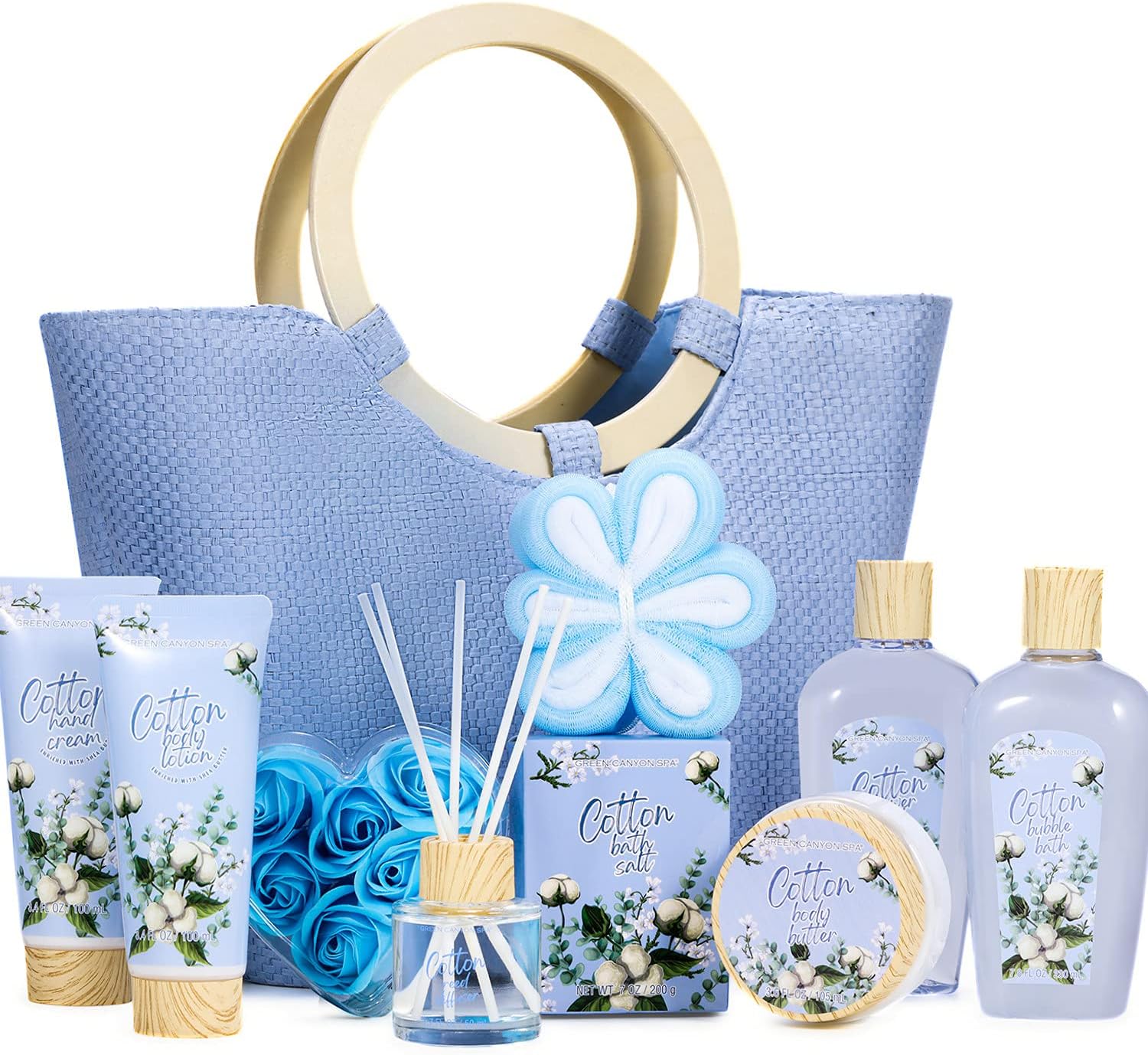 Gifts for Women 10 Pcs Cotton Spa Gift Baskets for Women Luxurious Birthday Gift for Mom Her Friend Sister Wife Mothers Day Gifts for Her Bath and Body Gift Sets Presents for Her