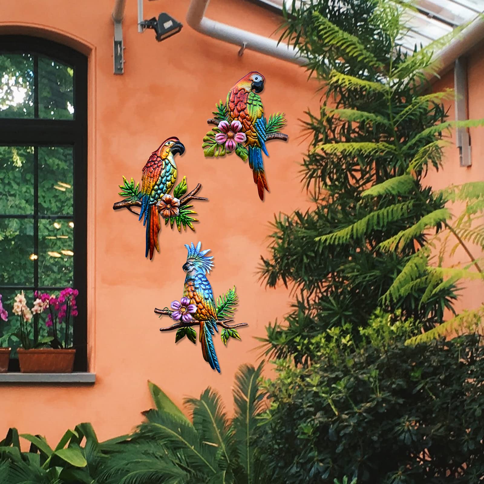 Decorazione Da Parete In Metallo Con Tucani Wotieuns - Tropicale Per Esterni E Interni, Antiruggine, Colori Vivaci - 2