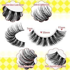 ALICE Cat Eye Lashes Russian Strip Lashes False Eyelashes Clear Band Eyelashes Dramatic Faux Mink Lashes 8 Pairs