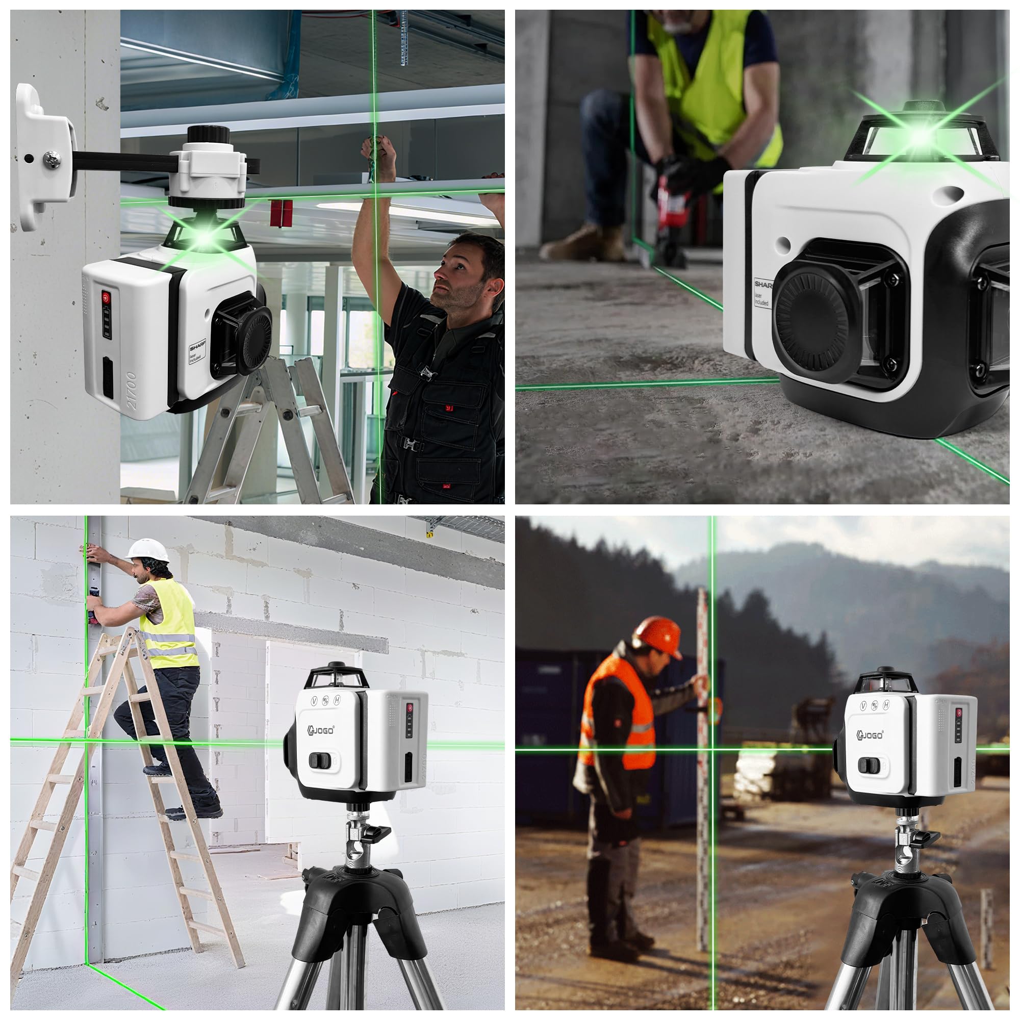Laser Level 360 Self Leveling, 3x360° 3D Green Line Laser Level for Picture Hanging, Rechargeable Lazer Level with Type-C Charger, 2 * 6000mAh Batteries, Magnetic Rotating Stand and Hard Case