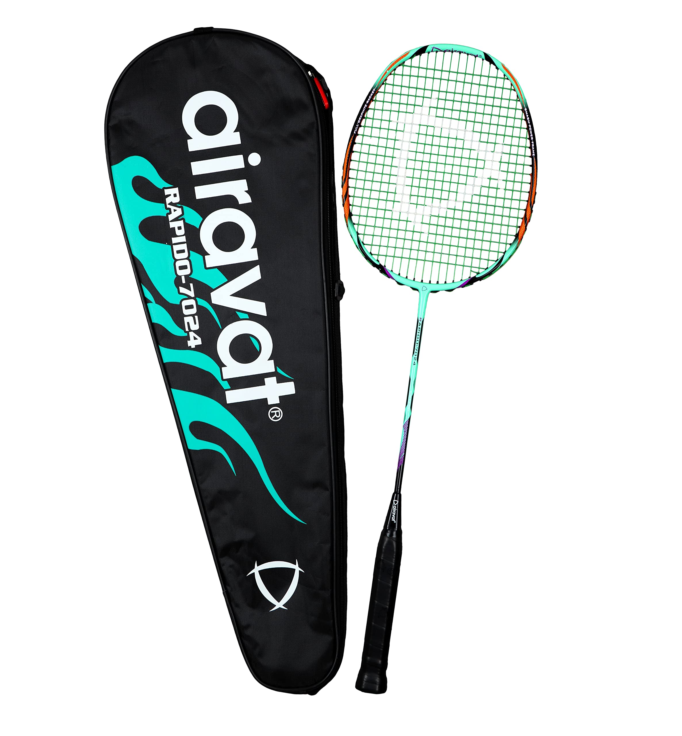 Airavat RAPIDO Badminton Racket, Full Size Carbon Graphite Badminton Racquet, Blue
