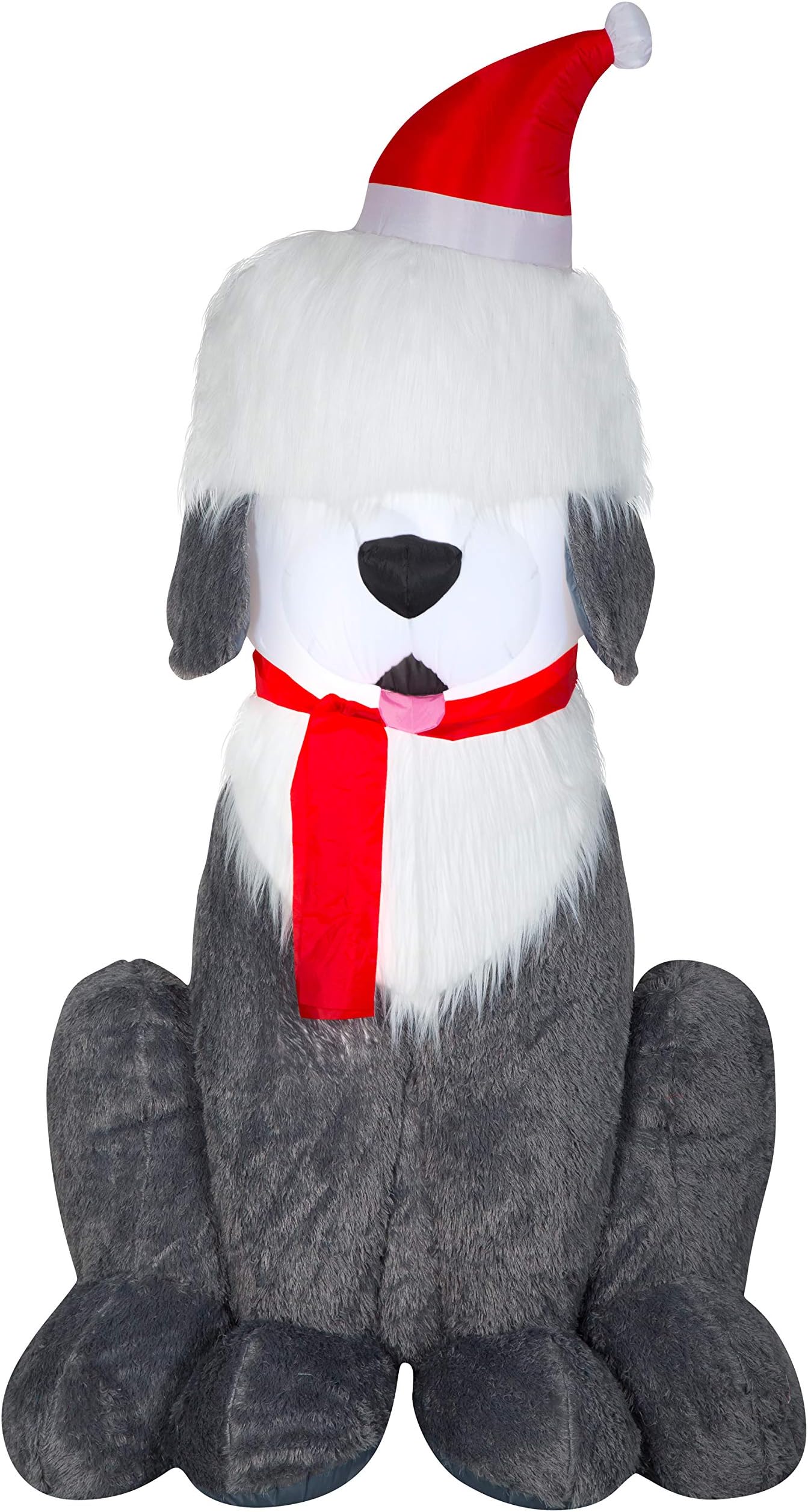 Gemmy Christmas Airblown Inflatable Mixed Media Sheep Dog, 7 ft Tall, Multicolored