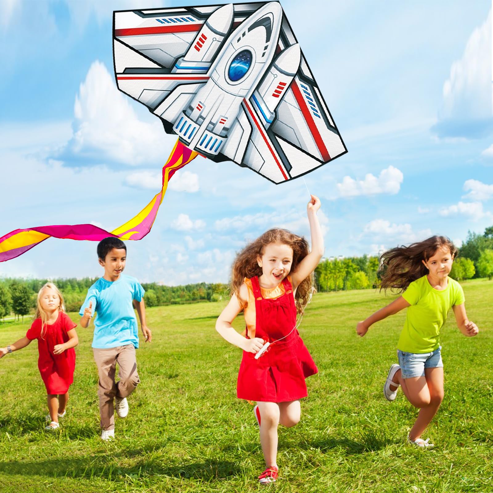 Large Rocket Kite, Colorful Single Line Kite with Long Tail for Beginners Beach and Outdoor Games for Kids and Adults - Image 3