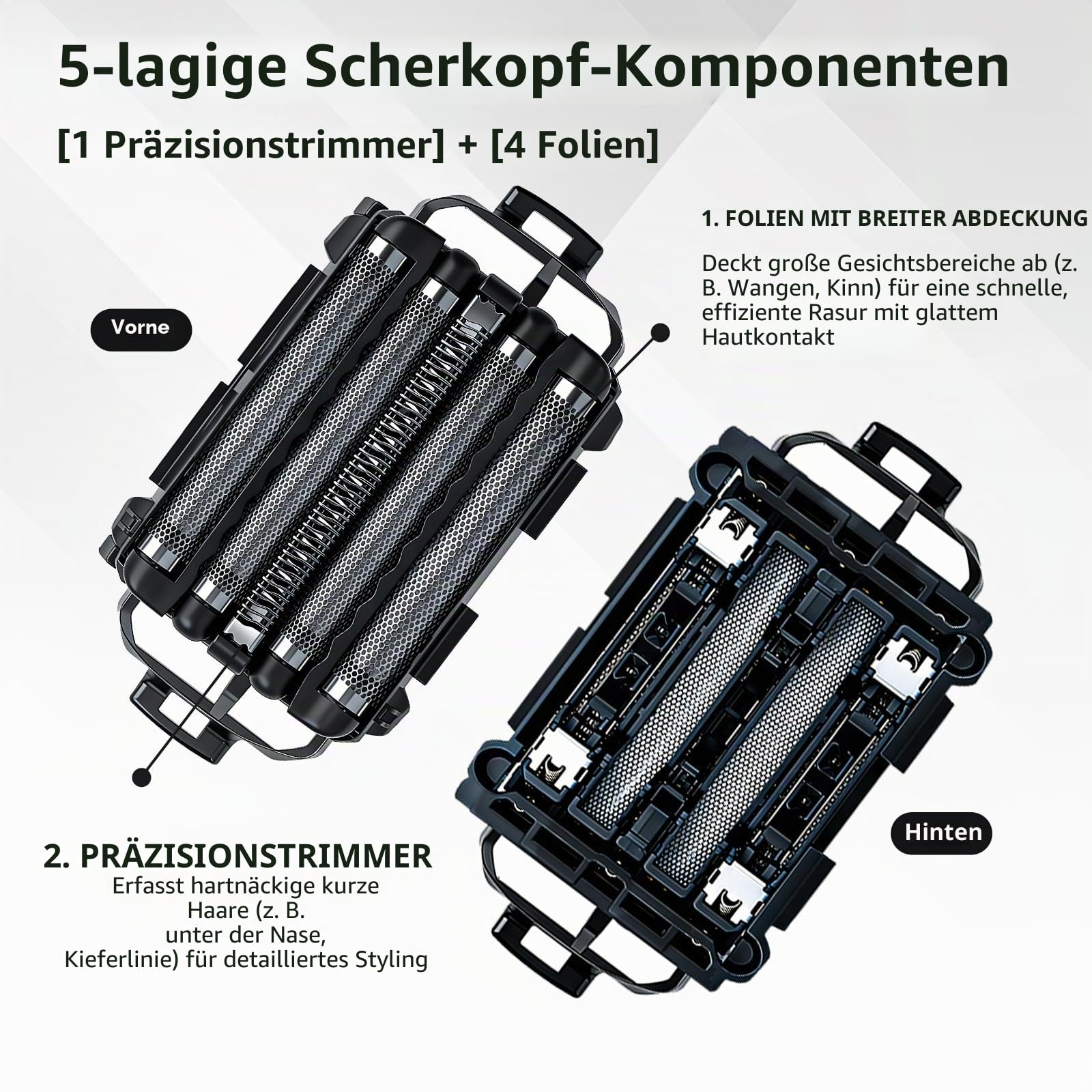 Ersatz-Schermesser WES9032P kompatibel mit Panasonic Arc 5 Rasierern mit 5 Klingen: ES-LV97-K, ES-LV67-K, ES-LV95-S, ES-LV65-S, ES-LV90, ES-LV50, ES-LV72, ES-LV52, ES-SV61, ES-LV94, usw. (2 Stück)