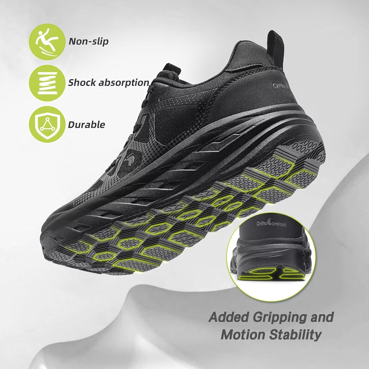 Women's Orthopedic Diabetic Wide Running Shoes: Comfortable Casual Arch Support Plantar Fasciitis Orthotic Sneakers, High Arch Swollen Work Tennis Sports Shoes for Foot and Heel Pain Relief - Image 8