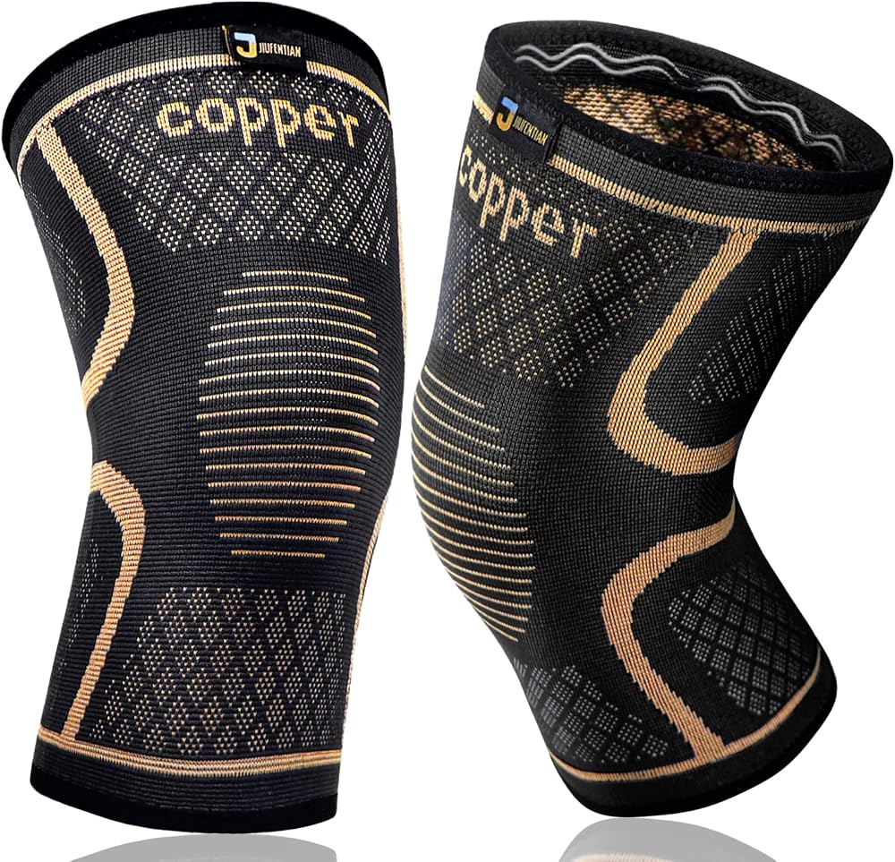 Copper Compression Knee Brace, 2-Pack, for Arthritis & Recovery