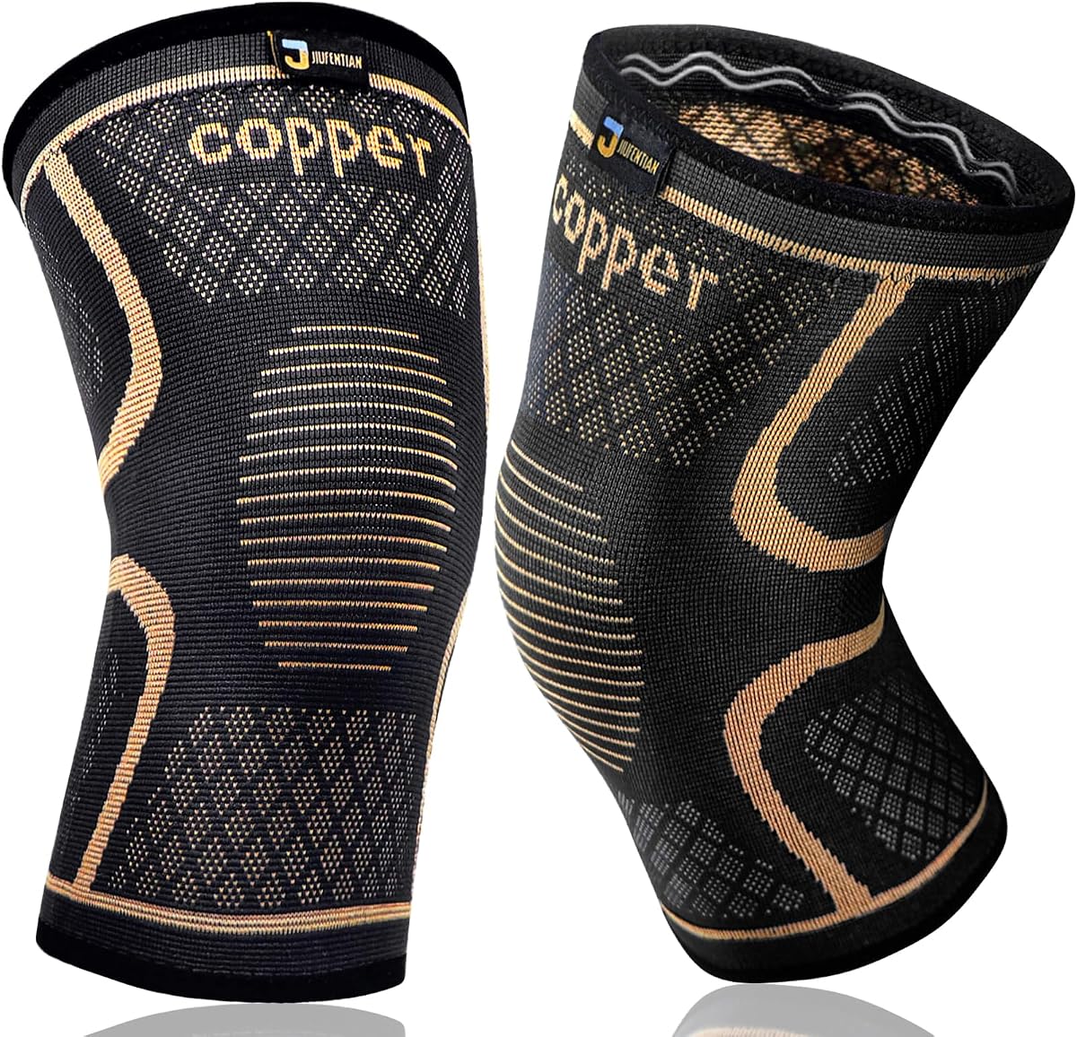 Copper Knee Brace for Men and Women (2 Pack, 2X-Large) Knee Support | Copper Fabric, Effective Support, All-day Wearability - Compression Sleeve for Arthritis Pain, MCL, Sports & Injury Recovery