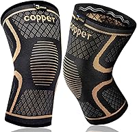 JIUFENTIAN Copper Knee Braces 2 Pack for Men & Women - Compression Sleeves for Arthritis, Knee Pain Relief, Sports & Recovery Support Large