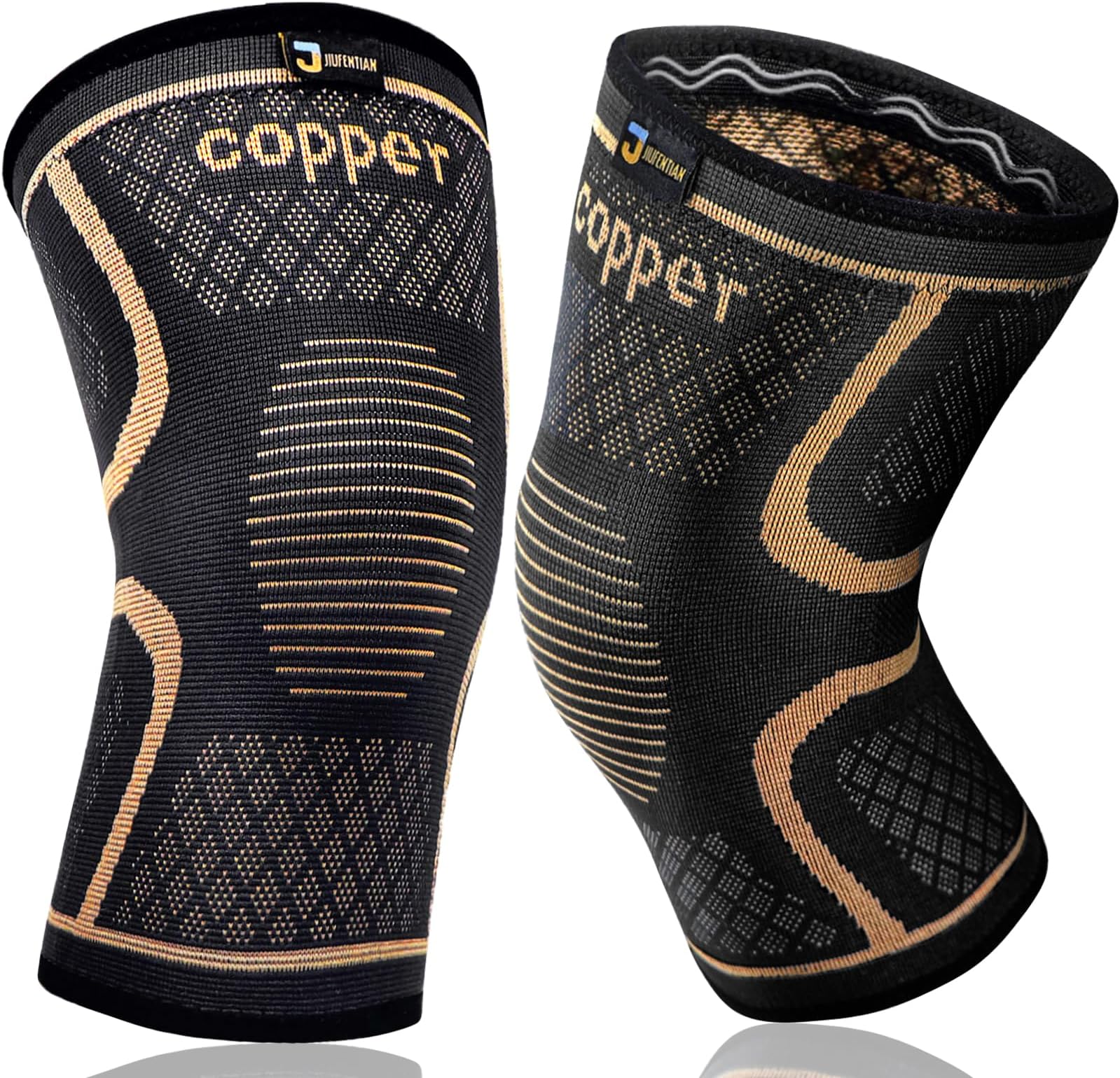 Copper Knee Braces for Men and Women (2 pack) -Copper Compression Knee Sleeve Knee Supports for Knee Pain, Arthritis, Sports and Recovery Support (Small)