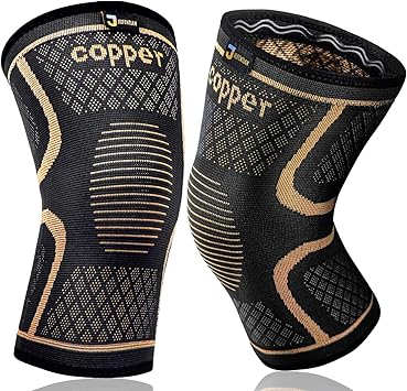 Copper Knee Braces for Men and Women (2 pack) -Copper Compression Knee Sleeve Knee Supports for Knee Pain, Arthritis, Sports and Recovery Support (Small)