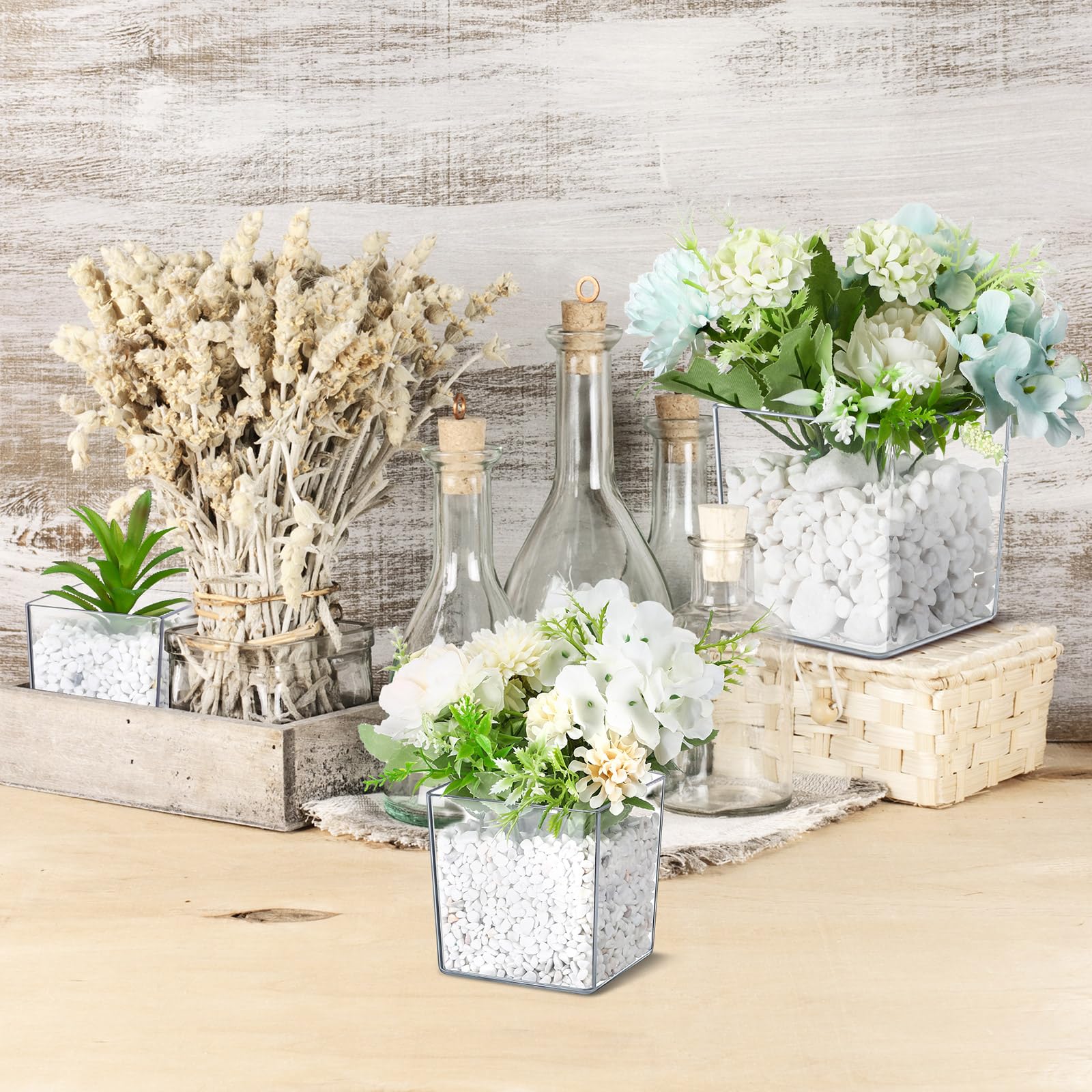 Noah Decoration Florero Cilíndrico Alto De Vidrio Transparente Soplado A Mano Y Hecho A Mano Para Decoración De Interiores Y Exteriores Para El Hogar Y La Boda, Decoración De Interiores Y