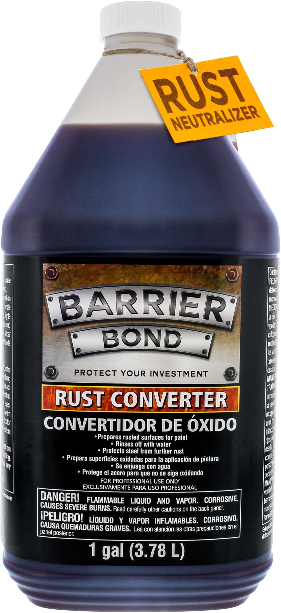 Custom Shop Barrier Bond - Rust Converter, 1 Gallon, Anti-Rust Metal Coating, Rustpoofing Protection, Rust Remover & Inhibitor