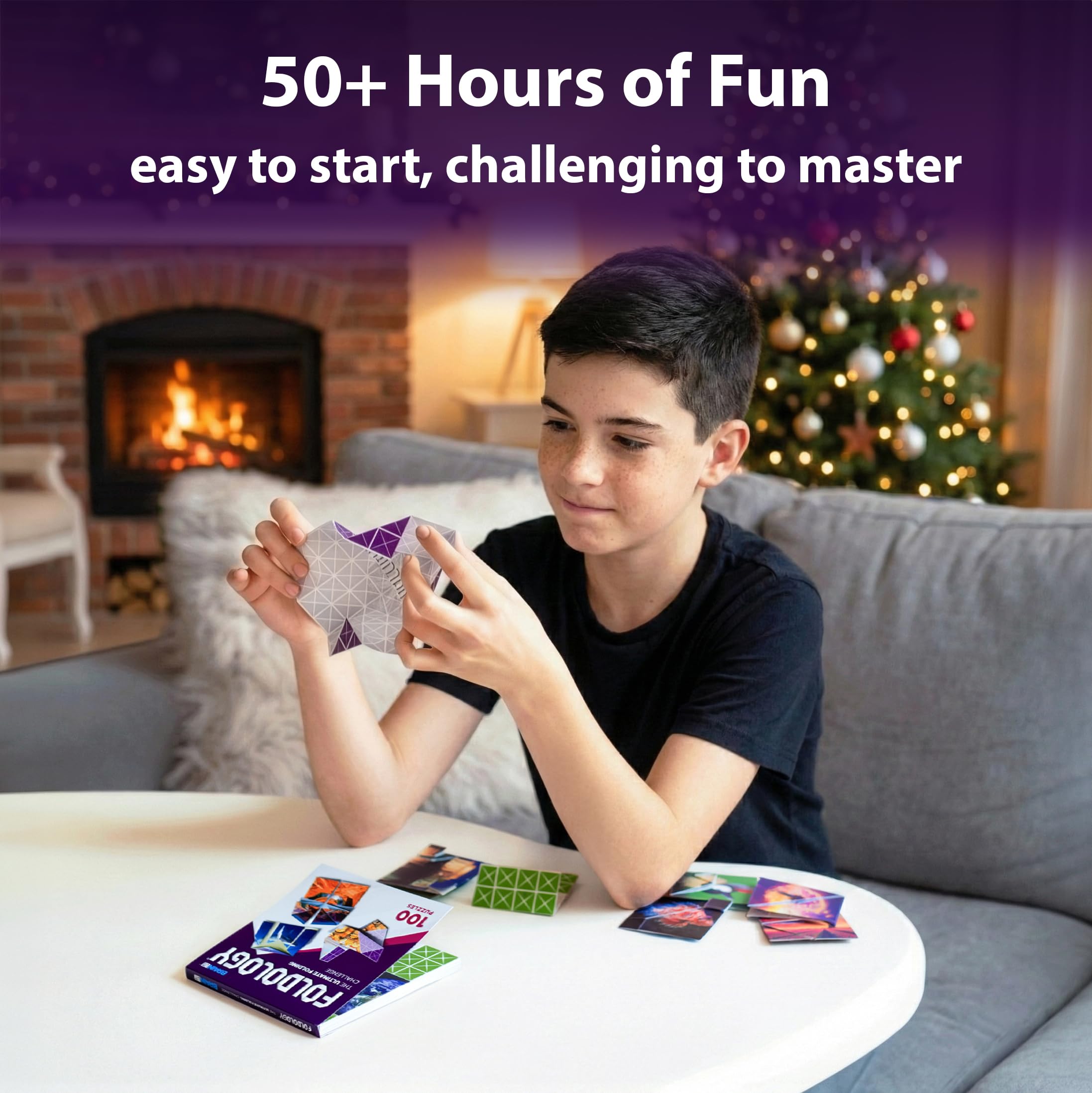 FOLDOLOGY - The Origami Puzzle Game! Brain Teasers for Tweens, Teens & Adults | Stocking Stuffer, Gift for Ages 10+, Travel Game, Hands-On STEM Toy | Fold the Paper, Complete the Picture | 100 Puzzles - 4