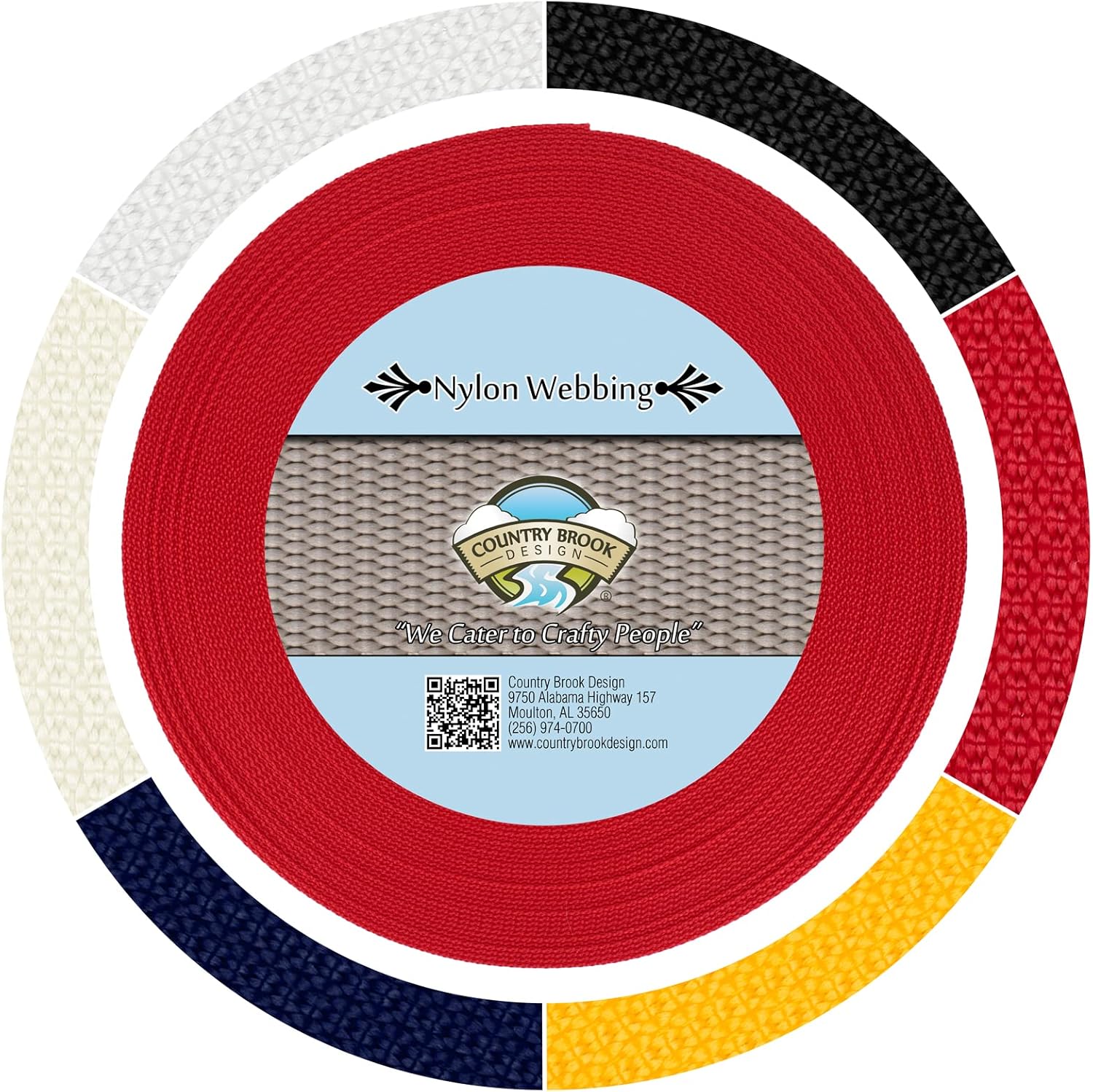 Country Brook Design - 1 Inch Lite Weight Nylon Webbing - 6 Vibrant Colors