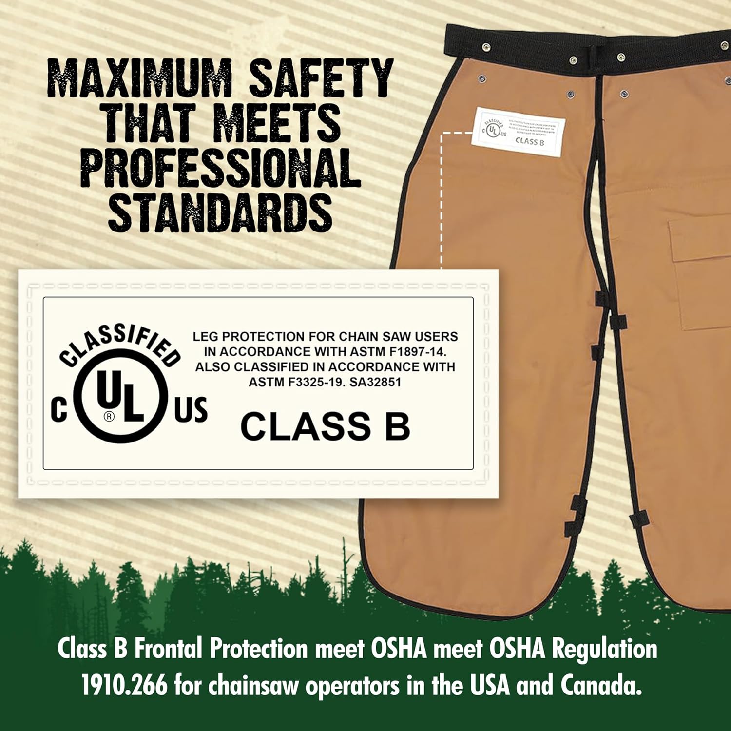 FORESTER Chainsaw Chaps for Men & Women | Apron-Style Chaps with Pocket & Adjustable Waist | Chainsaw Safety Equipment