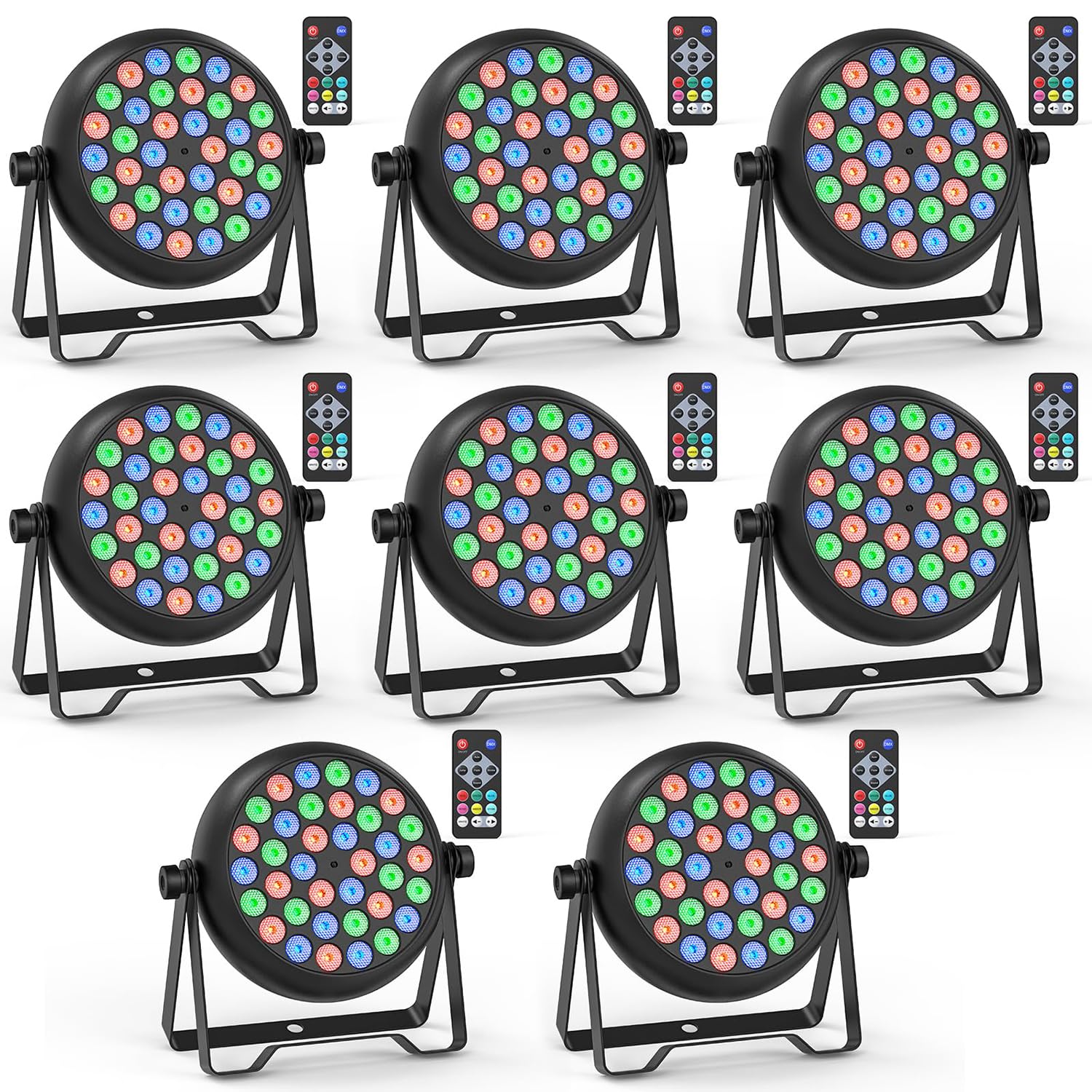 YXFAZPP LED Stage Lights Uplights, 36 x 0.5W RGB LED Par Lights, Sound Activated Remote & DMX Control, Strobe Effect DJ Light Uplights (8PCS)
