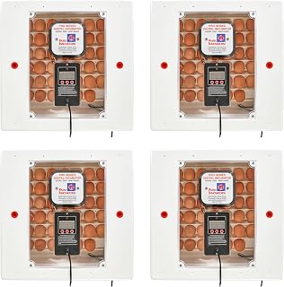 Farm Innovators Egg Incubator with Automatic Egg Turning & Humidity Control, Egg Candler w/Digital LCD Display for Improved Hatching, 4 Pack, White