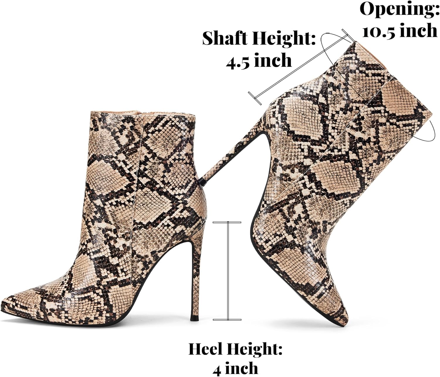 Elisabet Tang Women Heeled Ankle Booties,Sexy Pointed Toe 4 inch Stiletto High Heel Fashion Ankle & Booties with Side Zipper High Heel Boots Dress Evening Party Boots Shoes