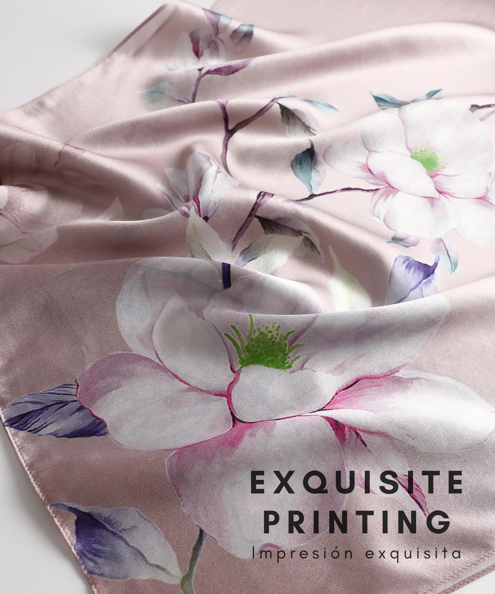 PoeticEHome Écharpe Longue en Soie de Mûrier 100% – Châle Foulard Femme | Emballage Cadeau (170x53cm)