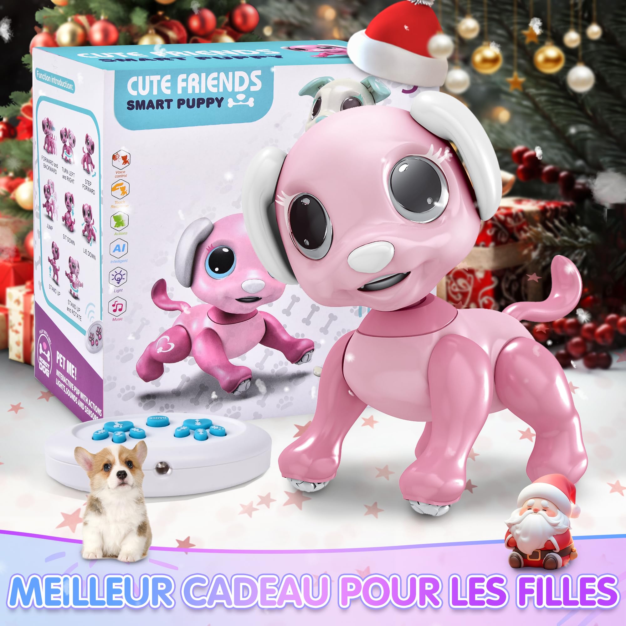 JONRRYIN Robot Chien Télécommandé, Robot Programmable pour Enfants, Jouet Intelligent Robot Pet, Cadeaux Créatifs pour Garçons et Filles 3-12 Ans