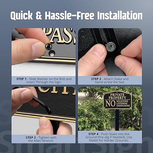 Miniatura 5 de SmartSign Letrero de propiedad privada para patio, placa de jardín sin solicitar vagabundo  Placa de aluminio de 5.75 x 9.5 pulgadas con estaca