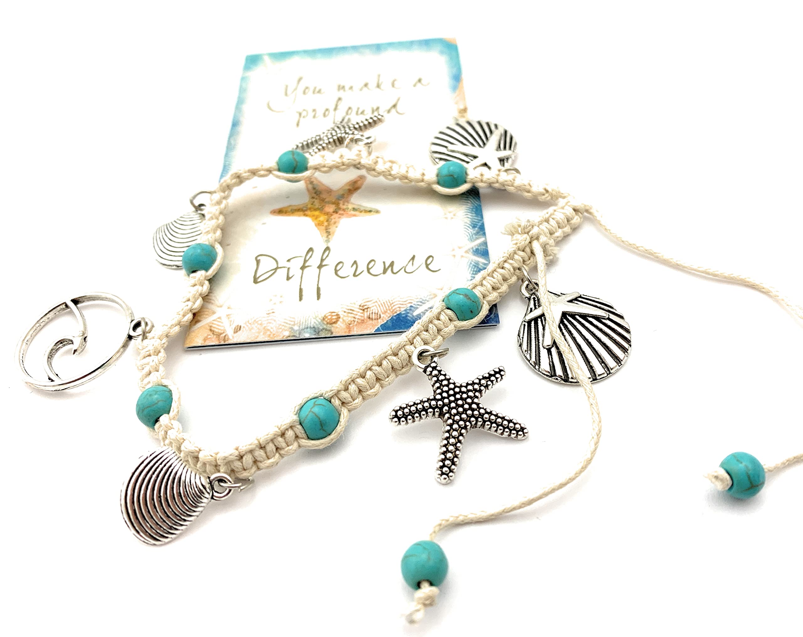 Smiling Wisdom - Starfish Story You Make a Difference Mini Keepsake Card and Anklet - Women