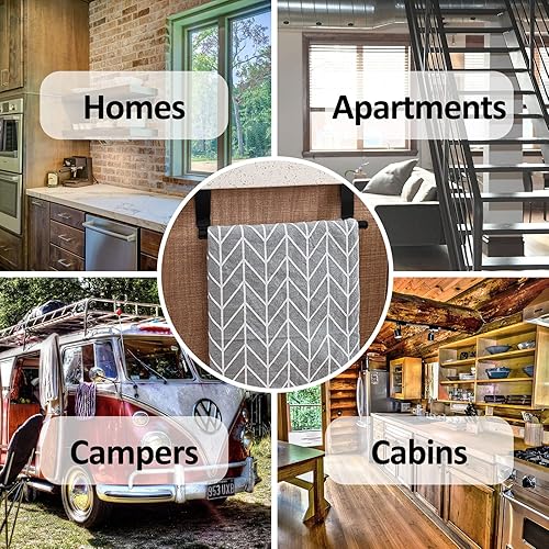 Miniatura 6 de Paquete de 2 toalleros para colocar sobre la puerta, toallero de acero inoxidable y toallero, 9 pulgadas sobre el gabinete, toallero de mano