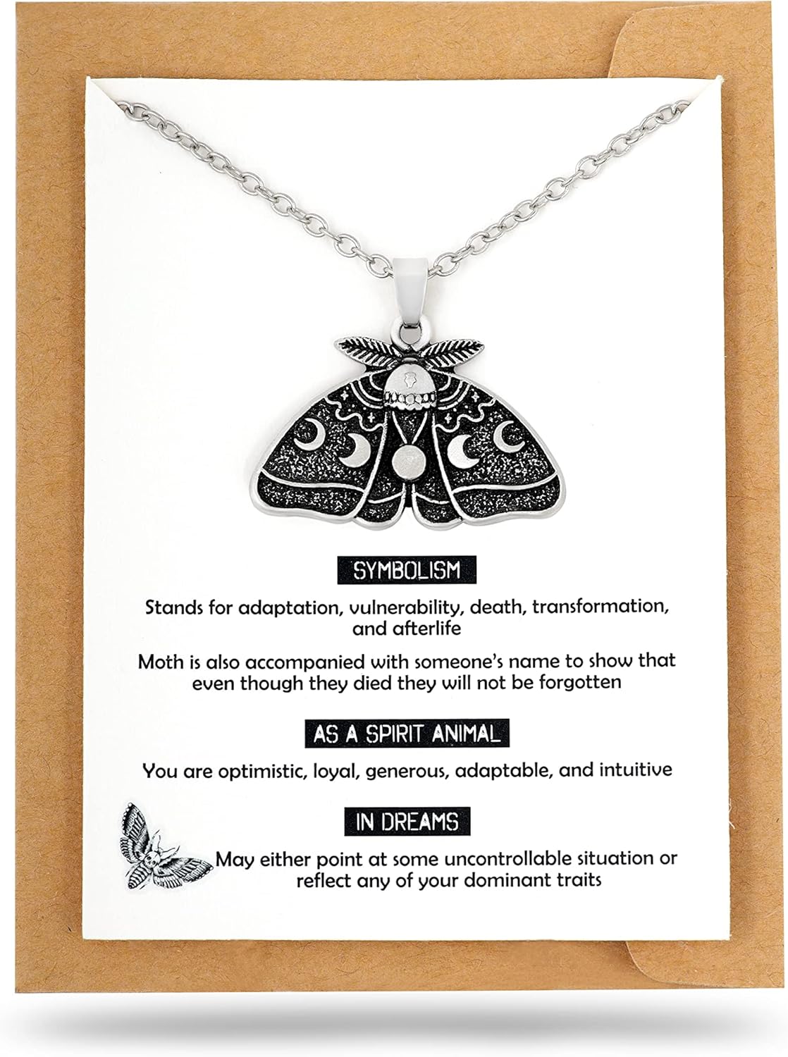 HAQUIL Moth Necklace, Silver Moth Great Gift Jewelry Howling Moth Pendant, Moth Jewelry Gift for Men and Women Moth Lover Pendant Gifts