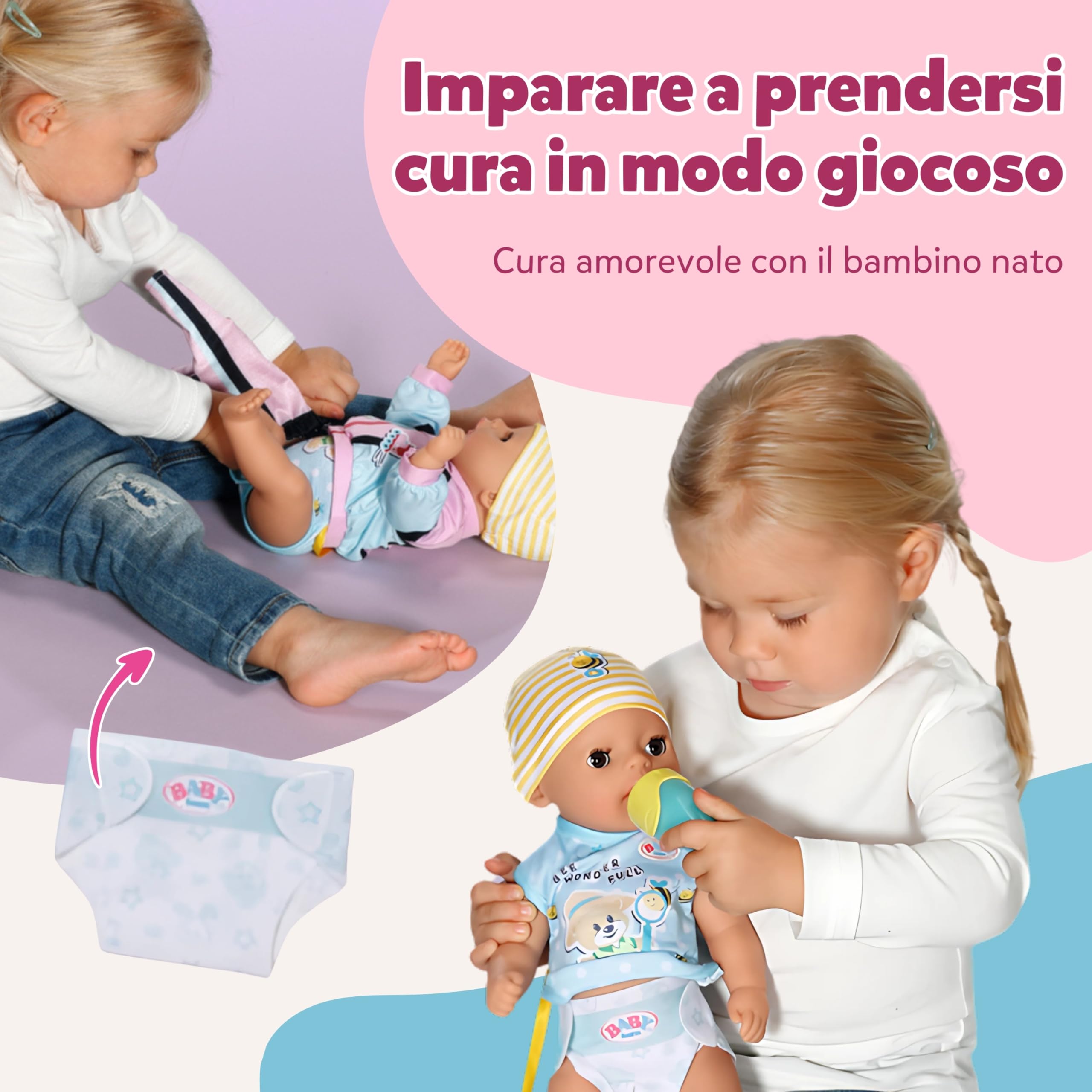 BABY born Lukas (Little Baby Boy) - Bambola di 36 cm - 7 funzioni incl. accessori e tutina - Funziona completamente senza batterie - Adatto a bambini a partire da 1 anno