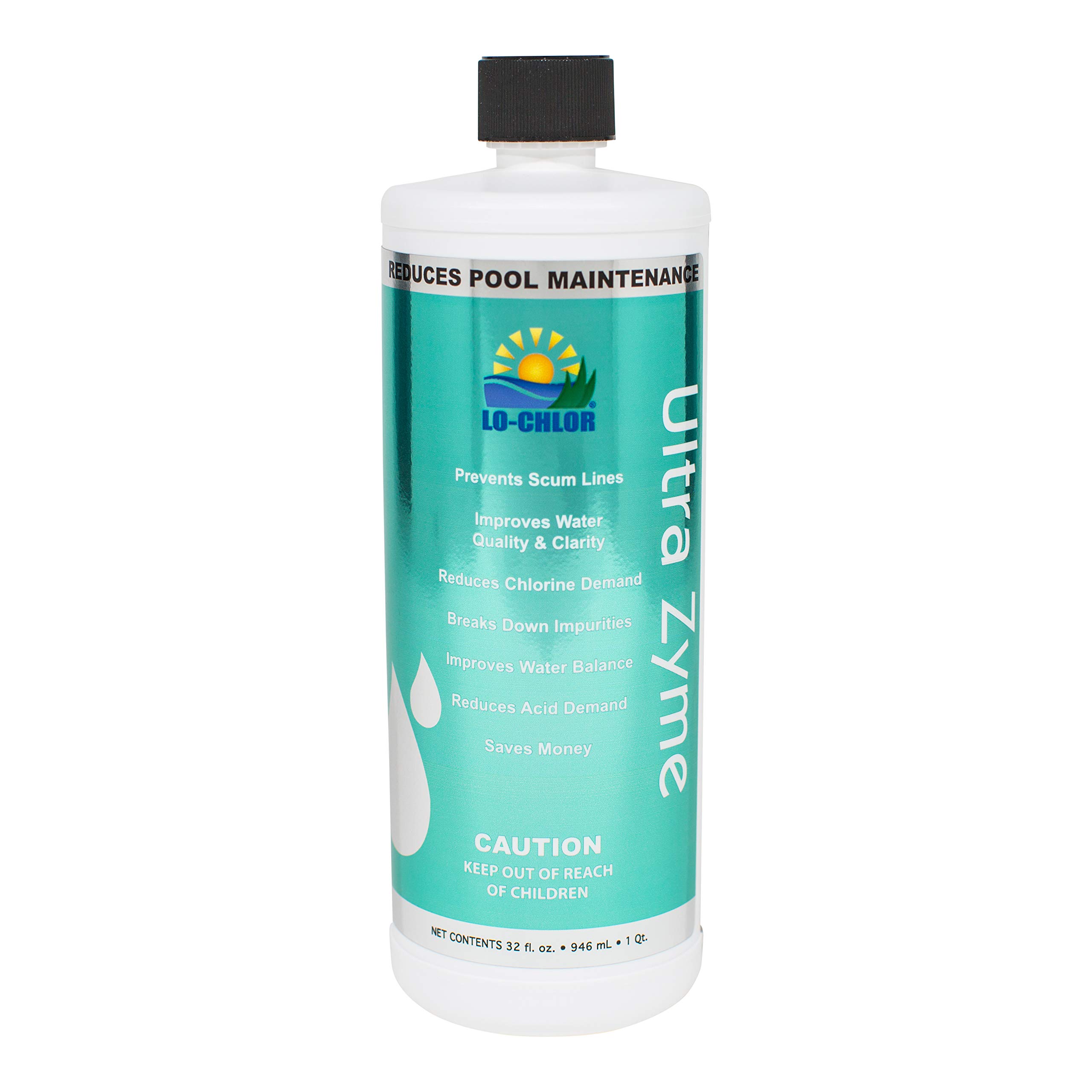 Ultra Zyme Pool Enzyme Treatment - Eliminates Scum Lines & Reduces Chlorine Demand, Powerful Broad-Spectrum Swimming Pool Enzymes That Noticeably Improve Water Clarity (32 Oz)