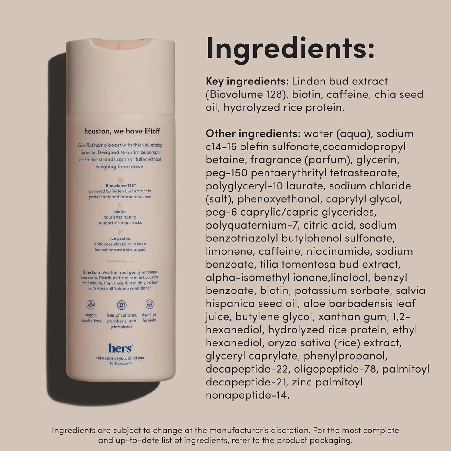 hers Full Volume Shampoo - Rice Protein & Biotin Formula - Fine Hair & Root Lift Daily Shampoo - Volumizing Hair Care - Coastal Cedar Citron Scent - 6.4 Fl Oz, 2 Pack - Image 7