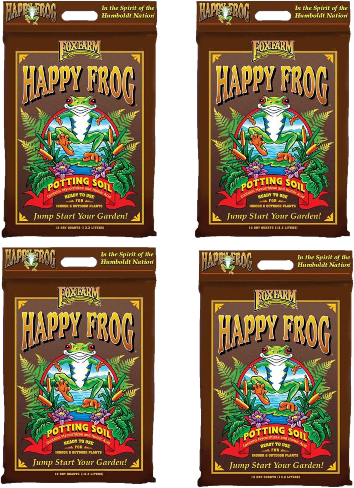 Fox Farm FX14054 Happy Frog Nutrient Rich and pH Adjusted Rapid Growth Garden Potting Soil Mix is Ready to Use, 12 Quart (4 Pack)