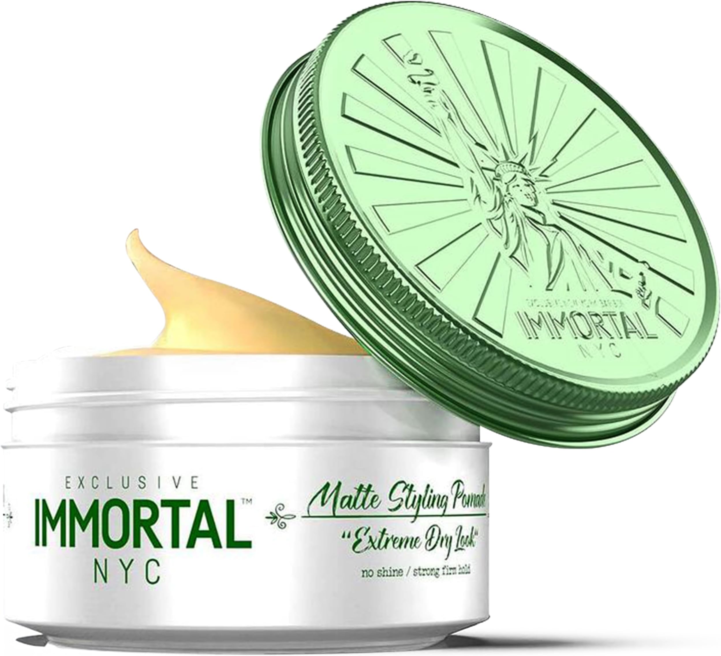 Immortal NYC Matte Styling Extreme Dry Look Pomade - 7 out of 9 Holding Ability, Matte Finish - All Natural Water-Based Hair Wax for Men - No Residue, All Hair Types