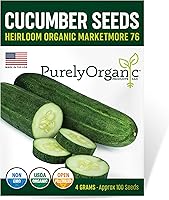 USDA Organic Marketmore 76 Cucumber Seeds - 100 Non-GMO Heirloom Seeds for Disease-Resistant, Prolific Harvests